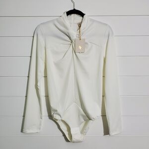 BRADAMANT white Bodysuit Long-sleeved Bodysuit with zipper in the back Size M